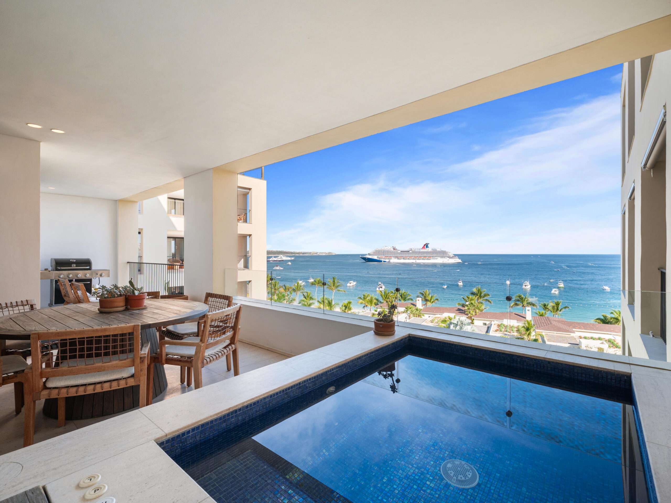 Hacienda CSL Hacienda Csl Residence 7-401 is a spacious 3-bedroom lock-off with a thoughtfully planned layout, located within the coveted 1 Homes Cabo, on the fourth floor of Building Seven, offering direct ocean for sale